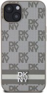 DKNY PU Leather Checkered Pattern and Stripe Back Cover für iPhone 13 Beige - Handyhülle