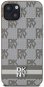 DKNY PU Leather Checkered Pattern and Stripe Back Cover für iPhone 13 Beige - Handyhülle