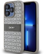 DKNY PU Leather Repeat Pattern Tonal Stripe Zadný Kryt na iPhone 14 Pro Max Beige - Kryt na mobil
