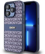 DKNY PU Leather Repeat Pattern Tonal Stripe Zadný Kryt na iPhone 14 Pro Max Blue - Kryt na mobil
