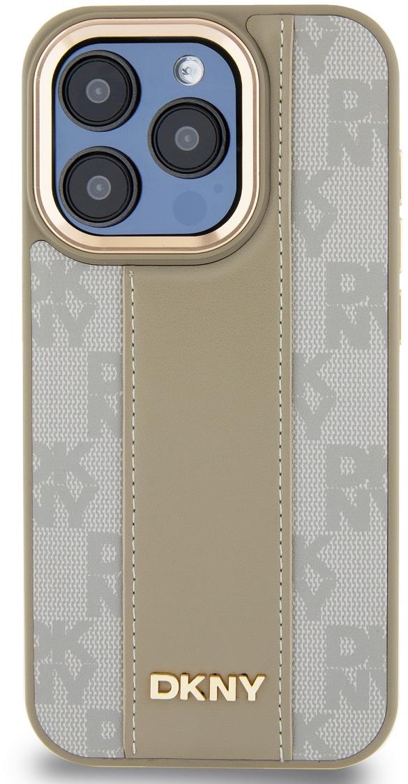 DKNY PU Leather Checkered Pattern iPhone 15 Pro Max Magsafe bézs tok