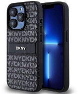 DKNY PU Leather Repeat Pattern Tonal Stripe Zadný Kryt na iPhone 14 Pro Max Black - Kryt na mobil