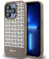DKNY PU Leather Repeat Pattern Bottom Stripe MagSafe Zadní Kryt pro iPhone 13 Pro Max Brown - Phone Cover