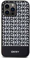 DKNY Repeat Pattern Bottom Stripe iPhone 15 Pro Max fekete PU bőr MagSafe tok - Telefon tok