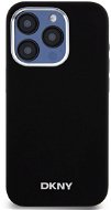 DKNY Liquid Silver Metal Logo iPhone 15 Pro fekete szilikon MagSafe tok - Telefon tok