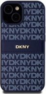 DKNY PU Leather Repeat Pattern Tonal Stripe Zadní Kryt pro iPhone 15 Blue - Phone Cover