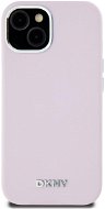 DKNY Liquid Silver Metal Logo iPhone 15 rózsaszín szilikon MagSafe tok - Telefon tok