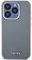 DKNY Liquid Silver Metal Logo iPhone 15 Pro szürke szilikon MagSafe tok - Telefon tok