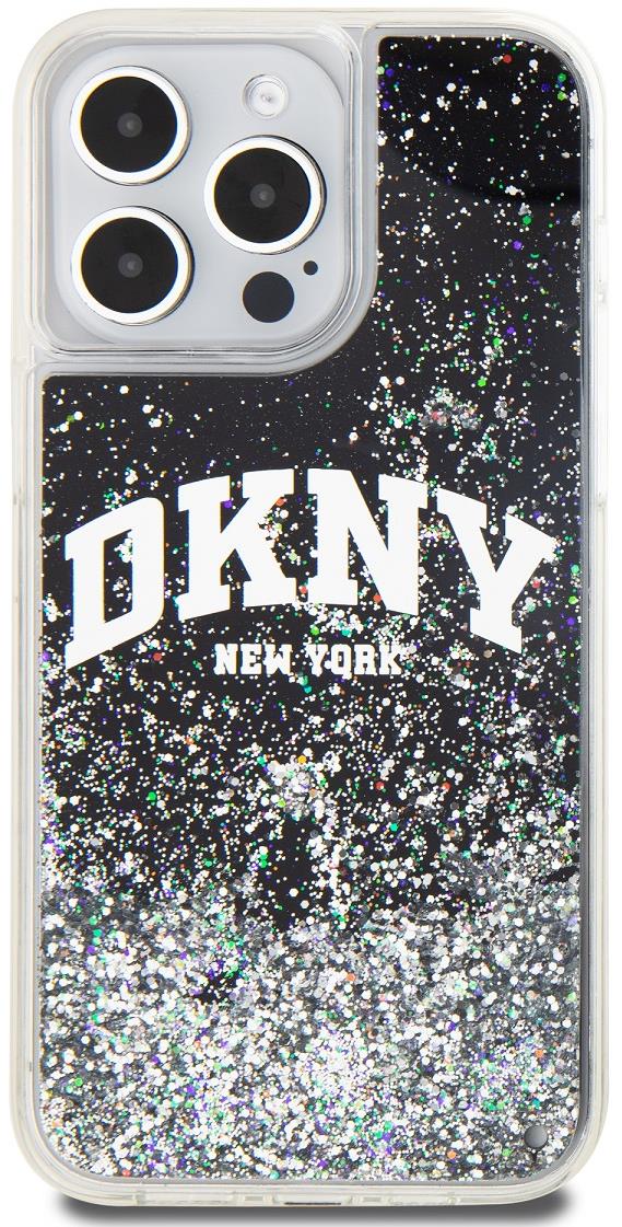 DKNY Liquid Glitter Arch Logo iPhone 13 Pro Max fekete tok