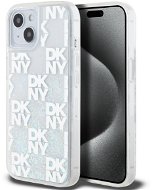 DKNY Liquid Glitter Checkered Pattern Zadný Kryt na iPhone 15 Transparent - Kryt na mobil