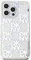 DKNY Liquid Glitter Checkered Pattern Zadní Kryt pro iPhone 15 Pro Max Transparent - Handyhülle