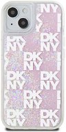DKNY Liquid Glitter Checkered Pattern Zadní Kryt pro iPhone 15 Pink - Phone Cover