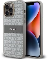 DKNY Repeat Pattern Tonal Stripe iPhone 14 Pro bézs PU bőr tok - Telefon tok