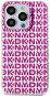 DKNY PC/TPU Repeat Pattern iPhone 15 Pro rózsaszín PU bőr tok - Telefon tok