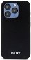 DKNY Silver Metal Logo iPhone 15 Pro fekete PU bőr MagSafe tok - Telefon tok