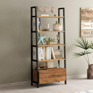 DALENOR Nero, 150 cm, ořech / černá - Knihovna