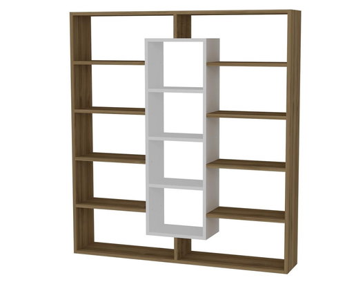 DALENOR Ample, 136 cm, ořech / bílá - Knihovna - Main image