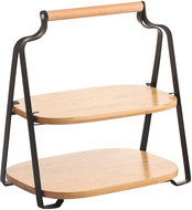 MSV Serving stand Elie, mat black, steel, bamboo - Stand