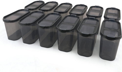 Houseland Dsad kitchen box set, 12 pcs, anthracite - Food Container Set - Main image