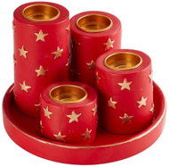 DM Hausfrau Plate with candles Stars, red - Christmas Candlestick