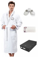 Soft Cotton - Men's robe Marine Man in gift pack + towel + slippers 42/44, white, XL - Bathrobe