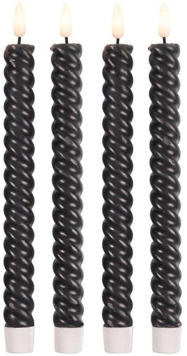 DM Hausfrau LED wax candles Twist, 4 pcs, anthracite - LED Candle - Main image