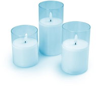DM Hausfrau LED candles in glass, set of 3, blue - LED Candle