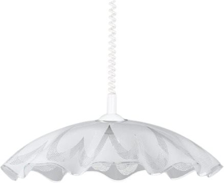 Retractable Cord Chandelier LYRA GLASS 1xE27/60W White - Chandelier - Main image