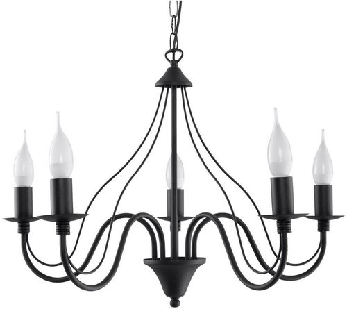 Chandelier on Chain MINERWA 5 5xE14/40W/230V Black - Chandelier - Main image