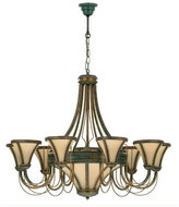 Kemar T/9 - Chandelier TANAJA 9xE14/60W+1xE27/100W Green - Chandelier