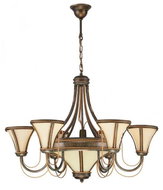Kemar T/6 - Chandelier TANAJA 6xE14/60W+1xE27/100W Green - Chandelier