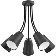 Chandelier on a pole WIRE BLACK 5xE27/60W/230V - Chandelier