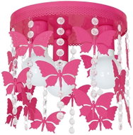 Children's ceiling lamp ELZA butterflies 3xE27/60W/230V dark pink - Chandelier