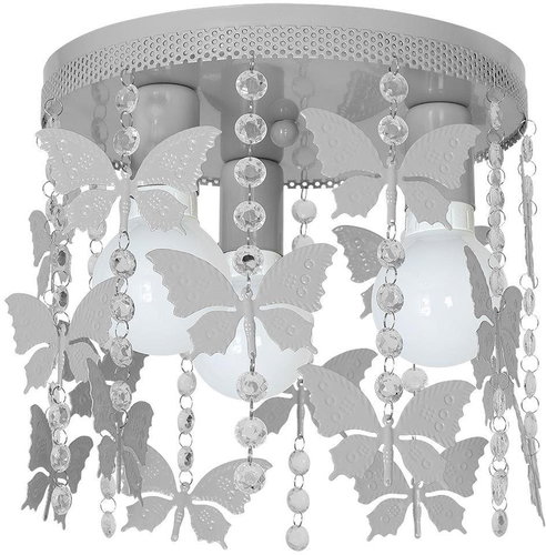 Children's ceiling lamp ELZA butterflies 3xE27/60W/230V grey - Chandelier - Main image