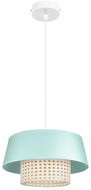 Chandelier on wire CONA 1xE27/60W/230V, 35 cm turquoise rattan - Chandelier
