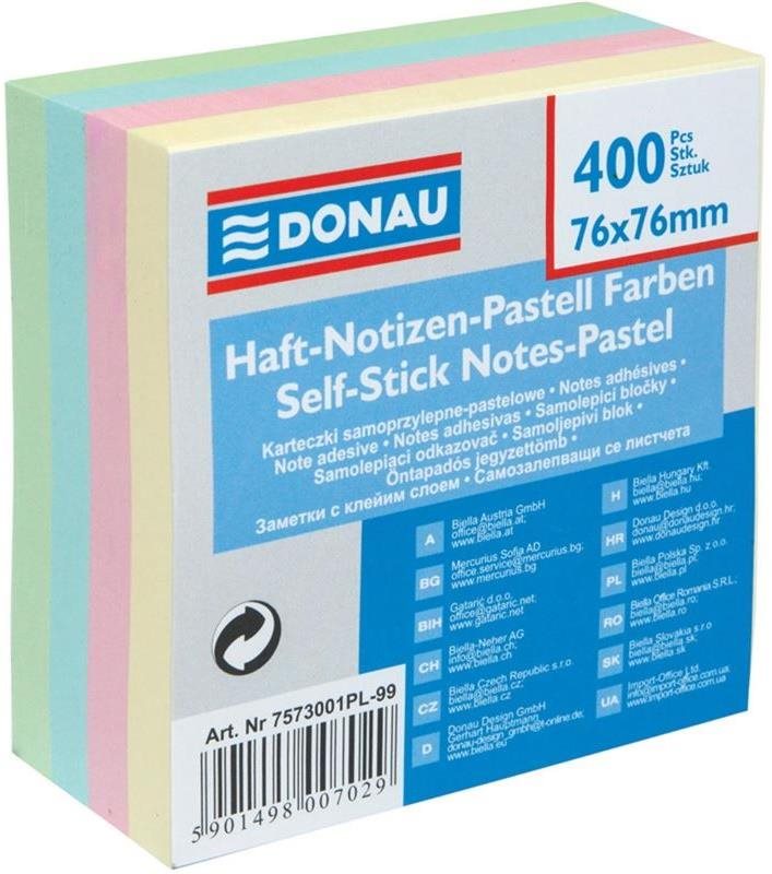 DONAU 76 x 76 mm, 400 lap, pasztell