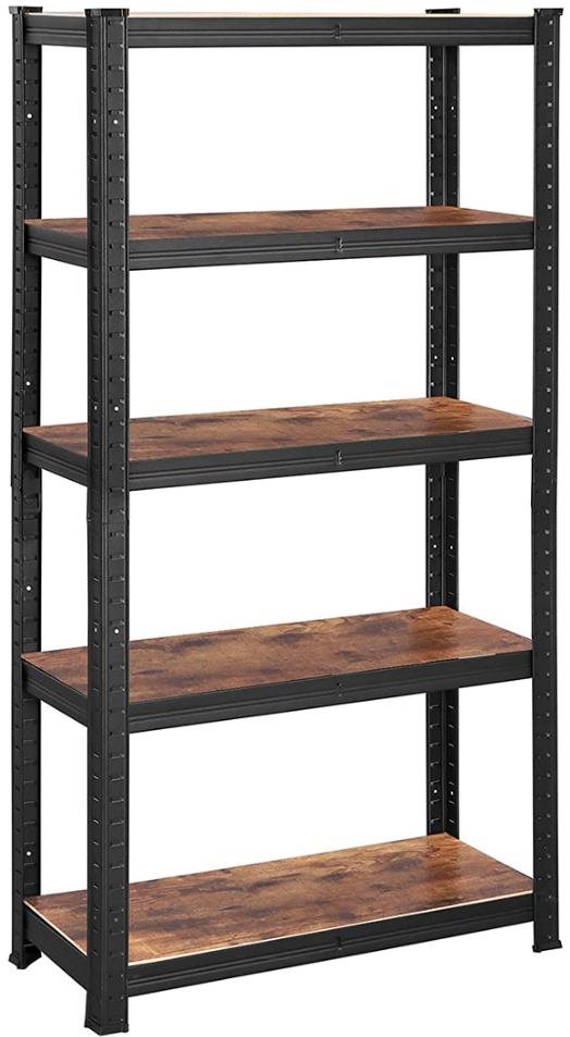 Dochtmann Polc, ipari, 150 × 75 × 30 cm, 5 polc, barna-fekete