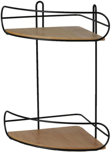 DOCHTMANN Corner shelf 2 tiers - metal, bamboo black 20 × 20 × 33 cm - Shelf - Main image