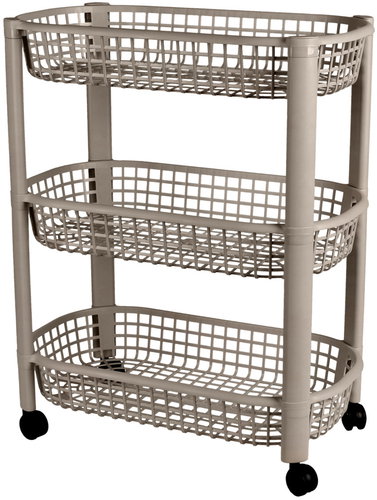 DOCHTMANN Mobile storage trolley, 3 shelves, 46,5 × 26 × 58,8 cm, brown - Shelving Unit - Main image