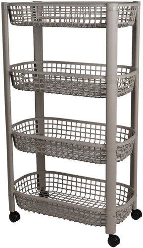 DOCHTMANN Mobile storage trolley, 4 shelves, 46,5 × 26 × 78,8 cm, brown - Shelving Unit - Main image