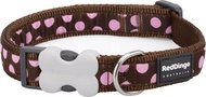 Red Dingo Pink Spots on Brown - Dog Collar