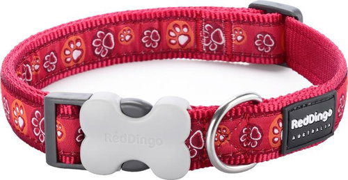 Red Dingo Paw Impressions Red 20 mm x 30-47 cm - Dog Collar - Main image