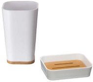 5Five Kúpeľňová súprava – biela s bambusom - Pohár na zubné kefky