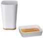 5Five Bathroom set - white with bamboo - Toothbrush Holder Cup