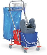ALLSERVICES Cleaning trolley 2 × 15 l with bag holder 120 l and basket - Kocsi