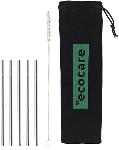 ECOCARE eco-friendly metal straws Silver 16 × 0,6 cm (5 pcs) - Straw - Main image