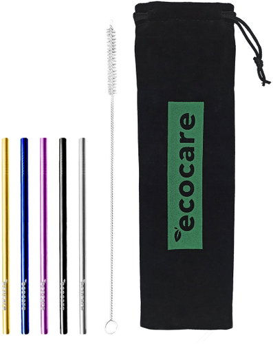 ECOCARE eco-friendly metal straws Mix of colours 16 × 0,6 cm (5 pcs) - Straw - Main image