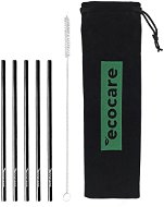 Ecocare Környezetbarát fém szívószál, fekete, 16×0,6 cm, 5 db - Szívószál