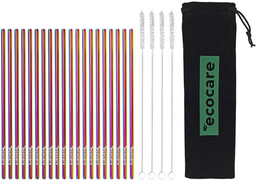 ECOCARE eco-friendly metal straws Rainbow 21,5 × 0,6 cm (20 pcs) - Straw - Main image