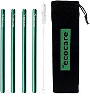 ECOCARE ekologická kovová brčka Maxi Green 21,5 × 0,6 cm (4 ks) - Straw